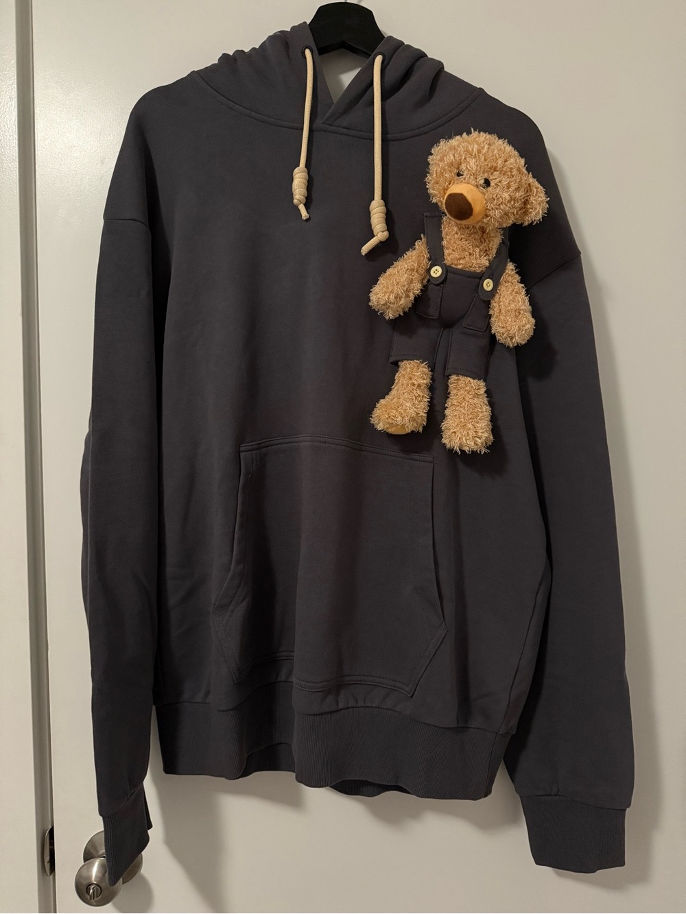 Cozy Dark Gray Hoodie with Teddy Accent